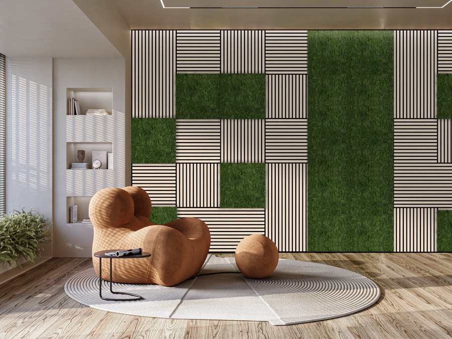 Wandpaneel Jangal Modular Wall 11103 Dark Green Moos 52 x 52 cm