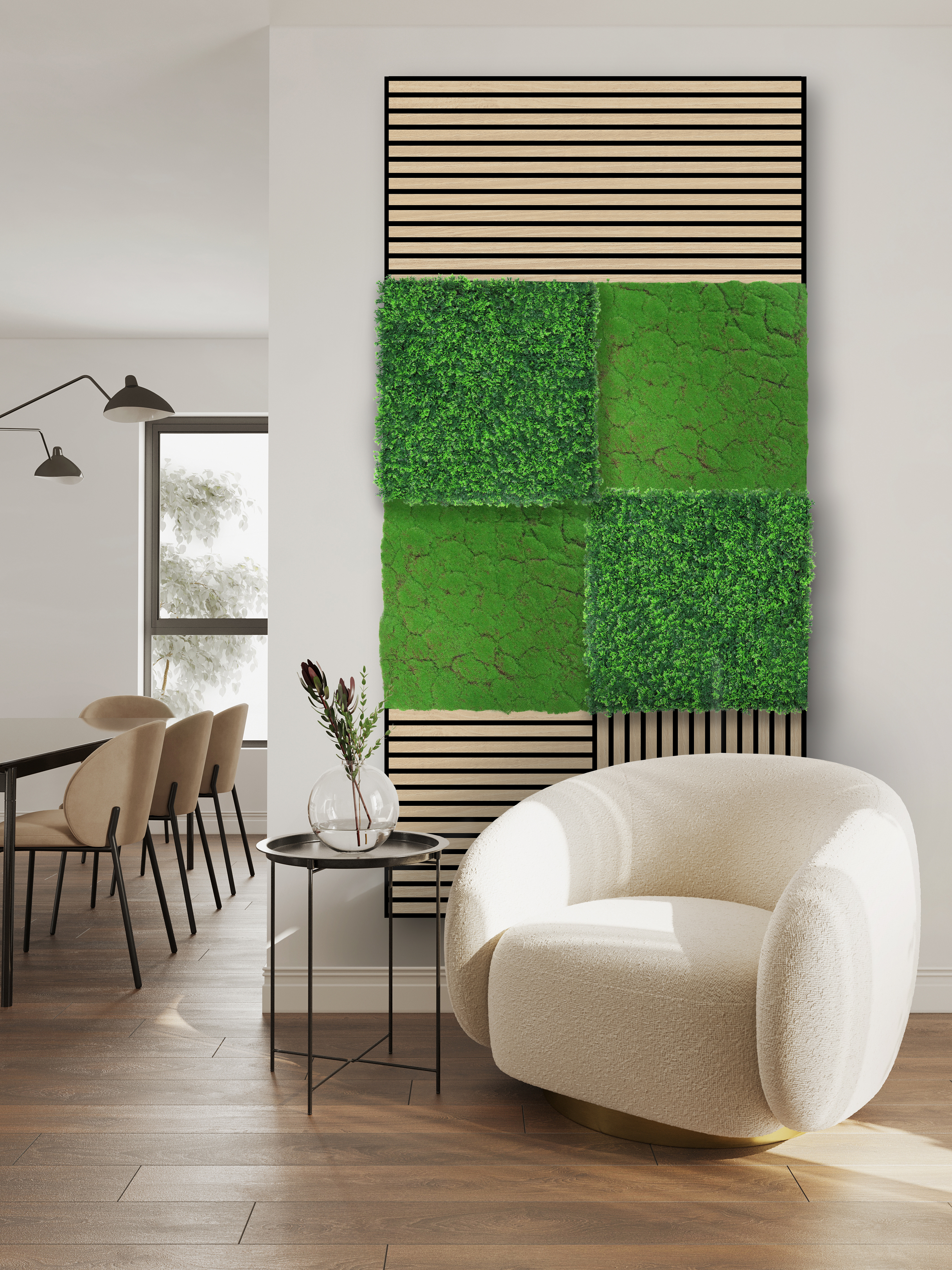 Wandpaneel Jangal Modular Wall 11120 Mixed Green Design Grass 52 x 52 cm