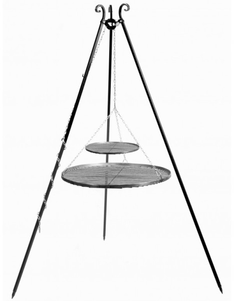 Schwenkgrill 180 cm - Doppelrost aus Edelstahl 80 cm + 40 cm